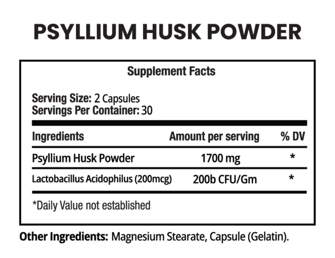Psyllium Husk Powder – 1700mg - Image 2
